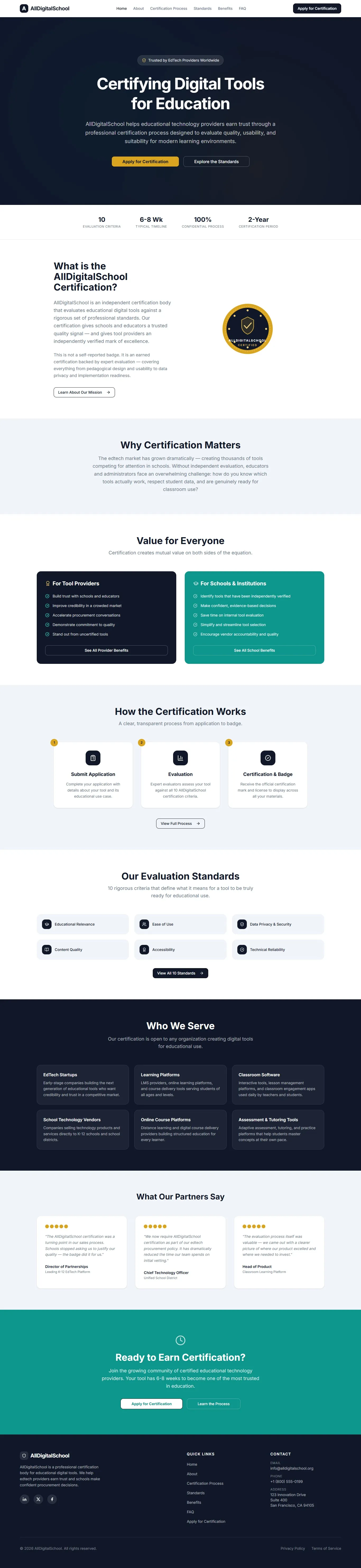 Independent EdTech certification body, screenshot 1 of 1, open larger